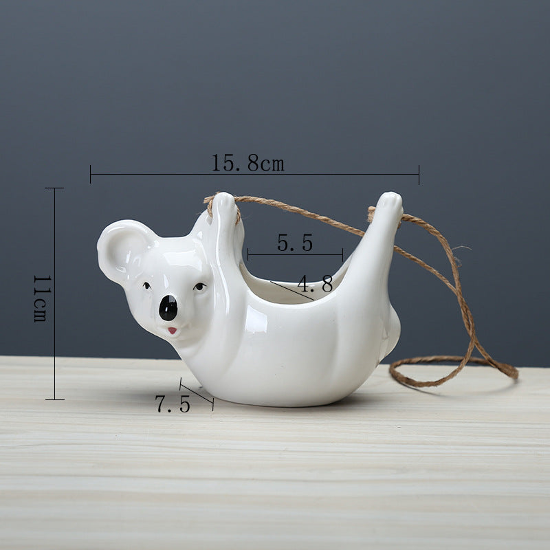 White Koala Hanging Plant Pots Succulent  Animal Planters Home Decor