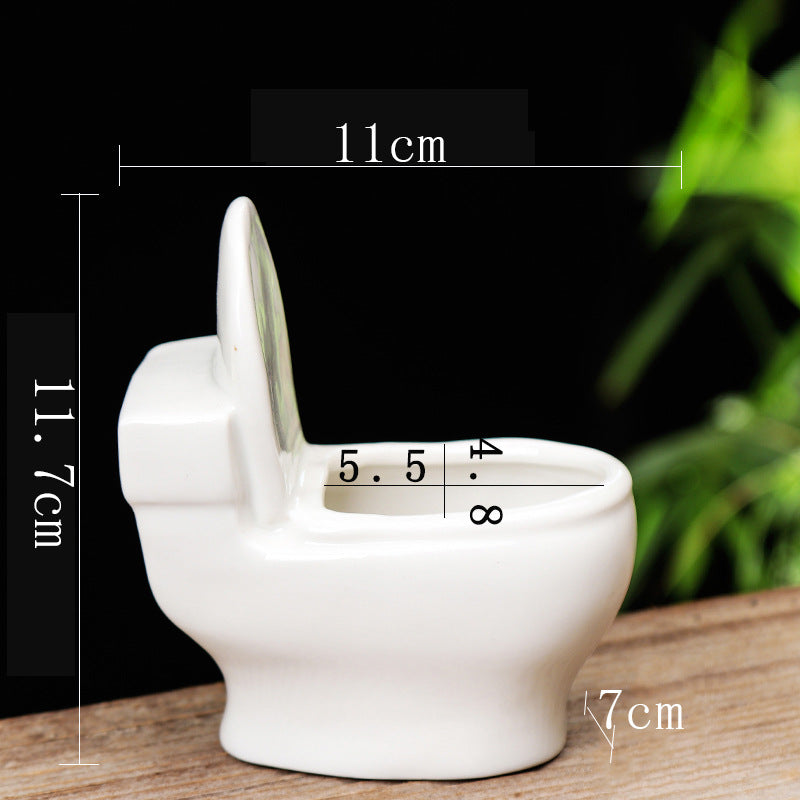 Lovely White Mini Toilet Plant Pot Creative Succulent Planter Home Decor