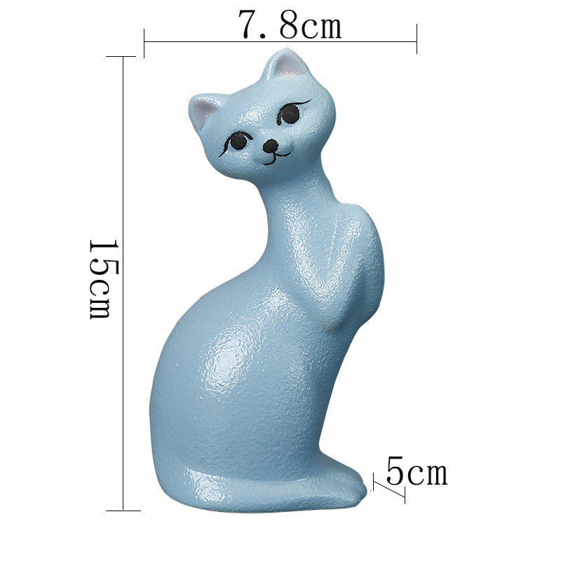 Blue Kitten Ceramic Vase Lovely Creative Flower Vase Home Decor