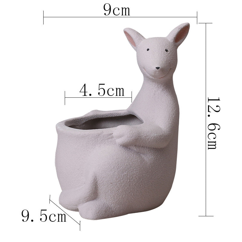 Pink Kangaroo Plant Pot Lovely Succulent Planter Home Office Decor