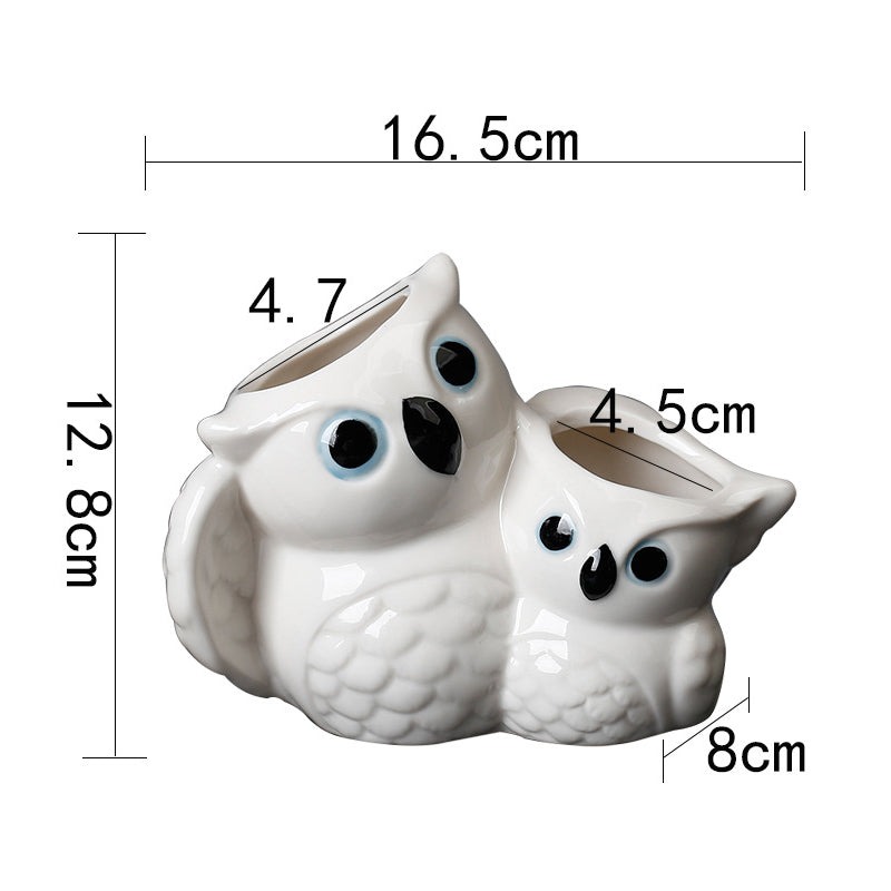 Mother And Baby Owl Plant Pot Lovely Creative Planter Decorative Flowerpot