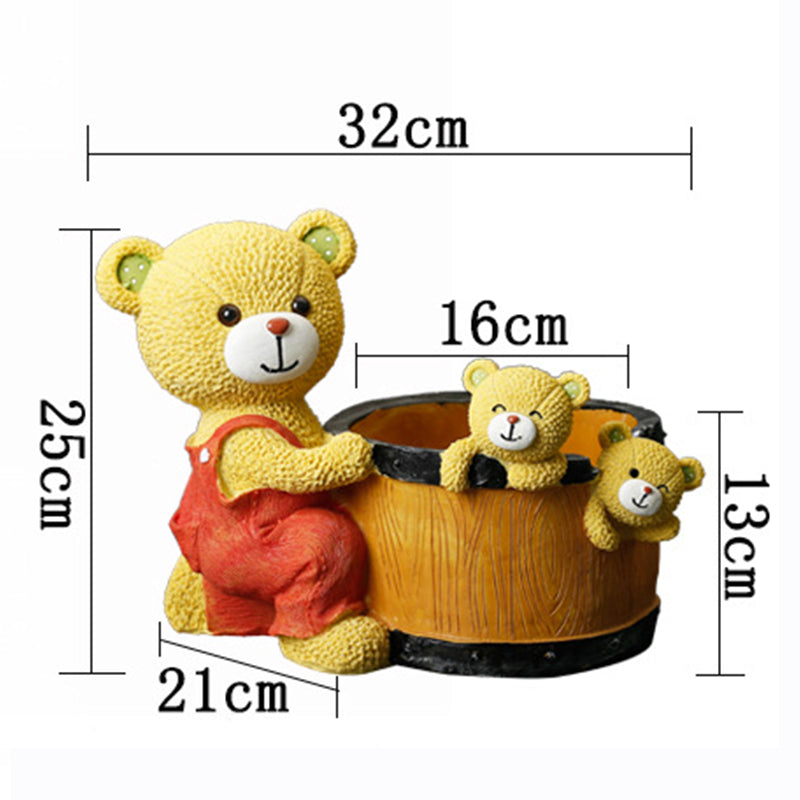 Mom and Two baby Bears Resin Plant Pot Indoor Planter Creative Decor