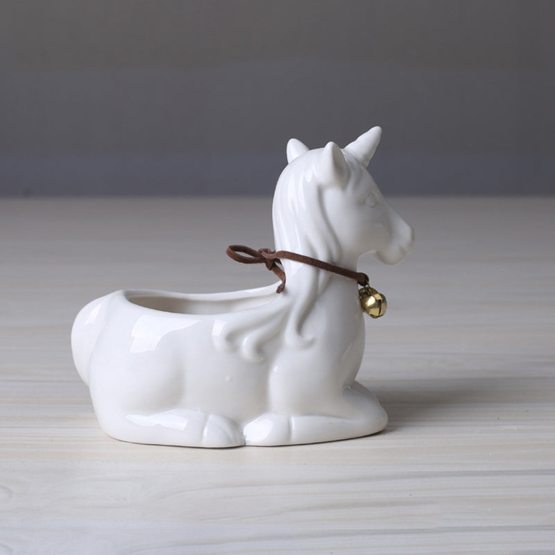 Lovely White Unicorn Plant Pot Mini Creative Planter Home Decor Gifts