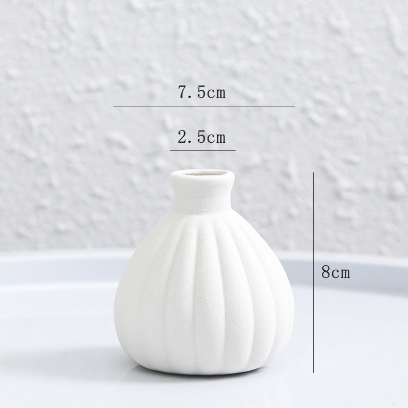 White Frosted Vase Modern Textured Decorative Flower Vase, Model 1