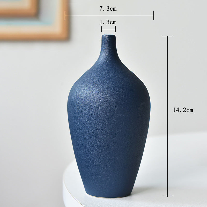 Dark Blue Ceramic Creative Vase Modern Indoor Flower Vase Home Decor