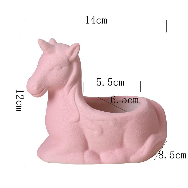 Pink Frosted Unicorn Plant Pot Creative Succulent Planter Birthday Gift