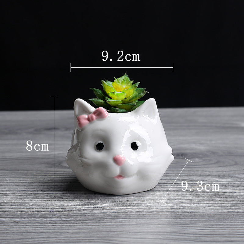 Kitten Head Plant Pot Cute Mini Indoor Planter Creative Decor