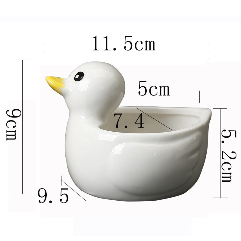 Lovely White Duck Plant Pot Creative Indoor Succulent Planter Animal Decor Gifts