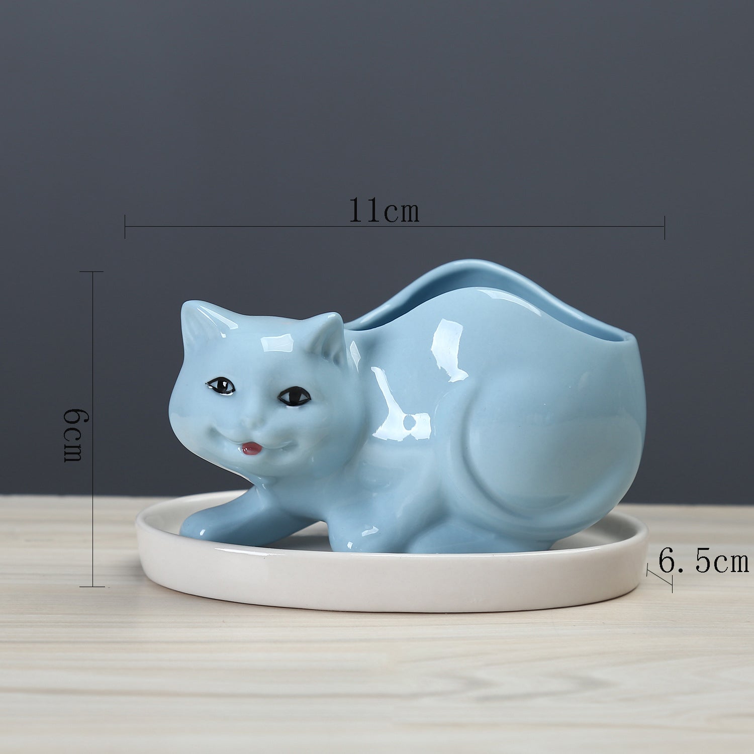 Blue Baby Kitten Plant Pot Lovely Creative Animal Planter Home Decor