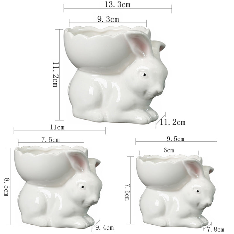 White Bunny Back Egg Plant Pot Lovely Creative Succulent Planter Home Decor