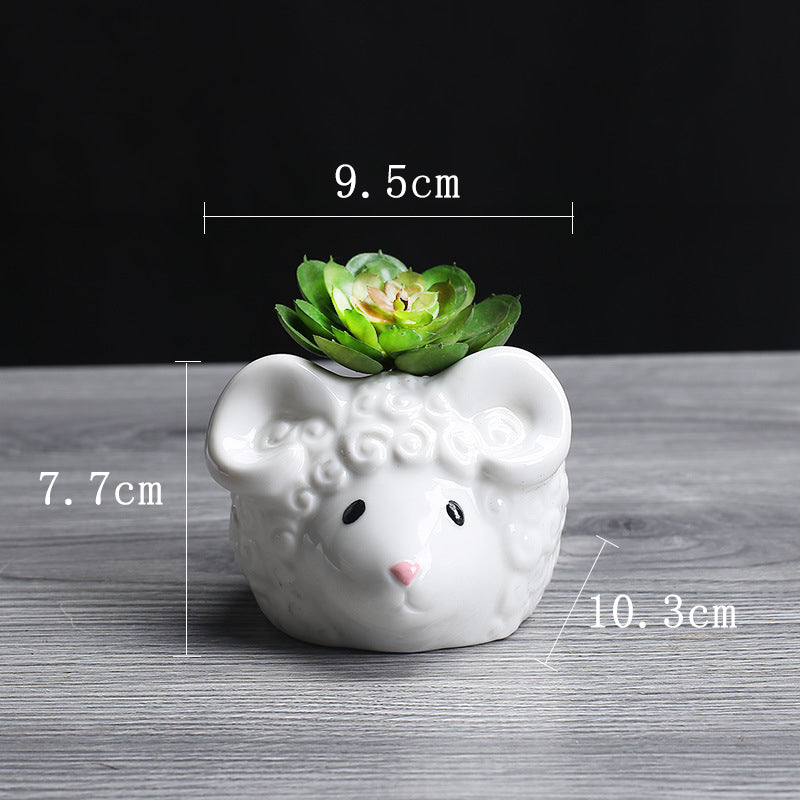 Sheep Head Plant Pot Cute Mini Indoor Planter Creative Decor