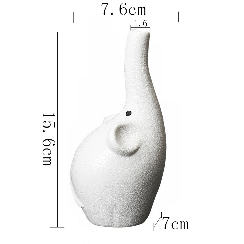 White Elephant Ceramic Flower Vase Mini Creative Animal Vase Home Decor