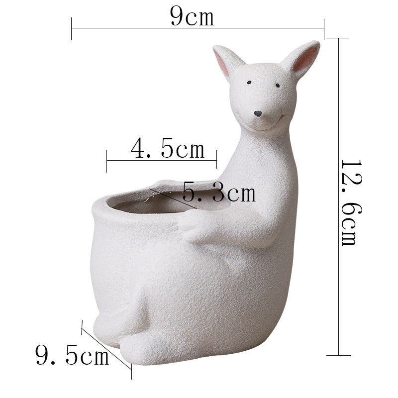 White Kangaroo Plant Pot Lovely Succulent Planter Home Office Decor