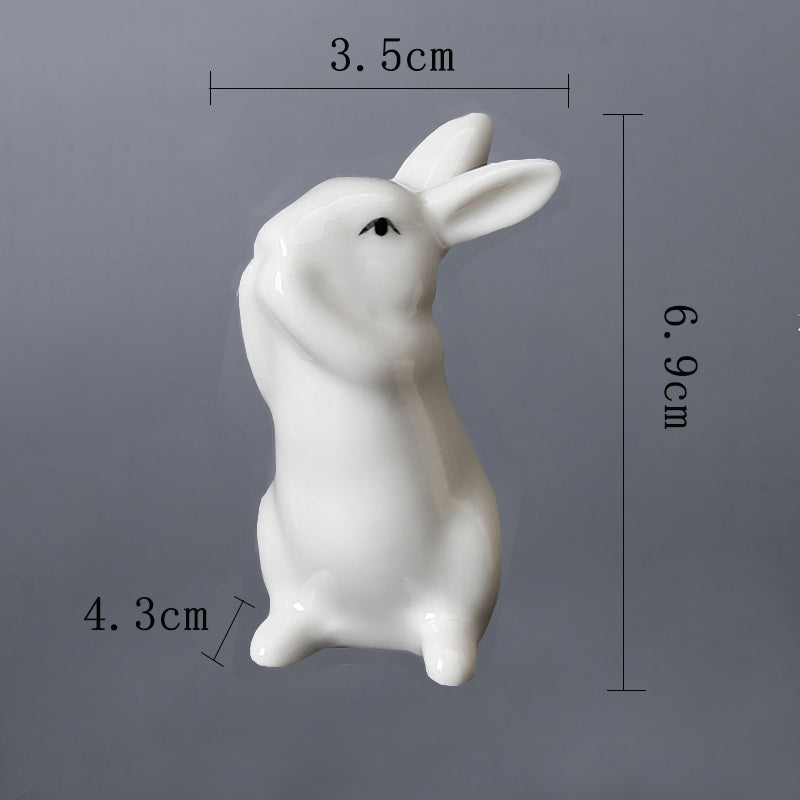 White Ceramic Rabbit Ornament Lovely Animal Creative Ornament Home Decor