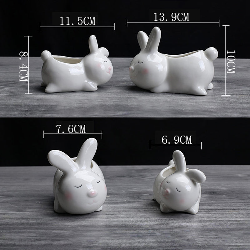 Super Cute Rabbit Plant Pot Indoor Succulent Planter Animal Decor