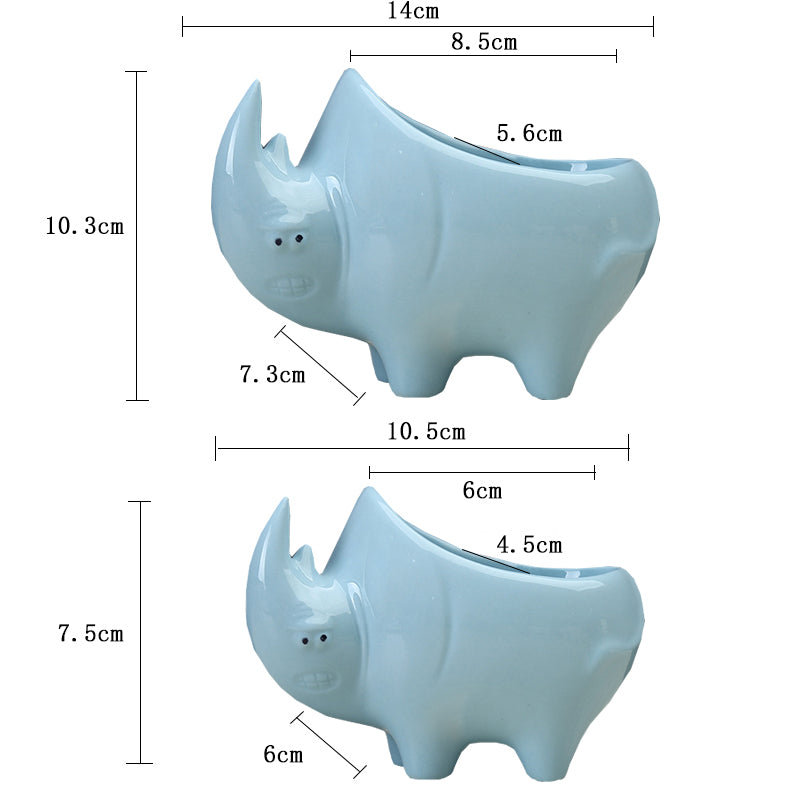 Blue Rhinoceros Plant Pot Modern Creative Succulent Planter