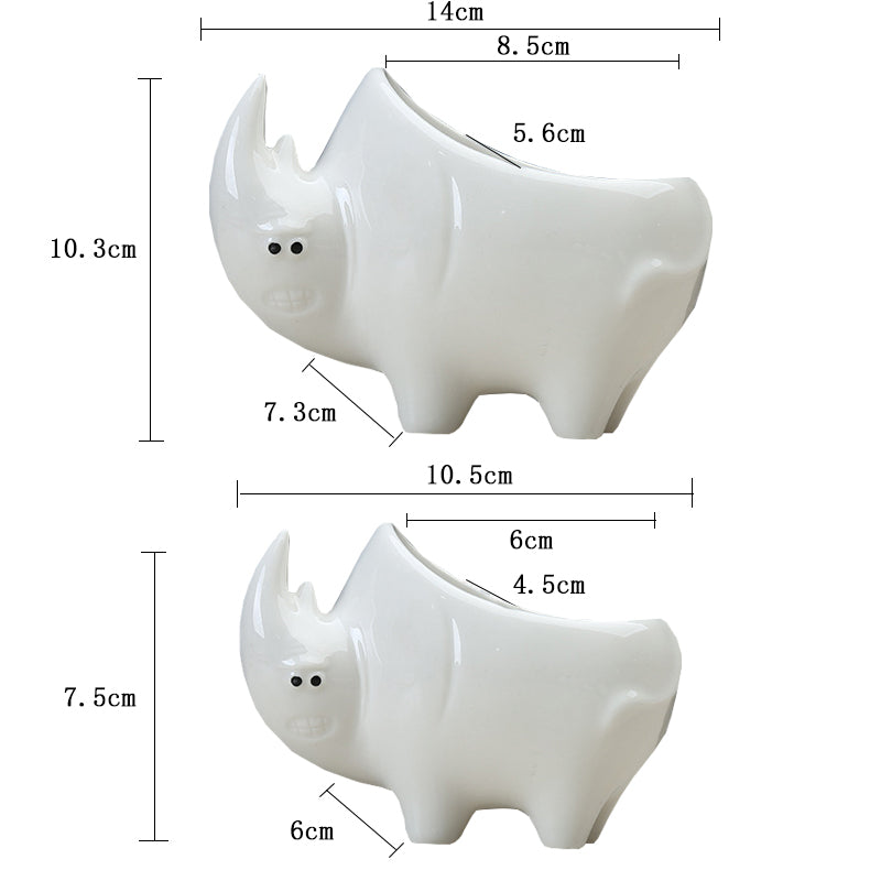 White Rhinoceros Plant Pot Modern Creative Succulent Planter