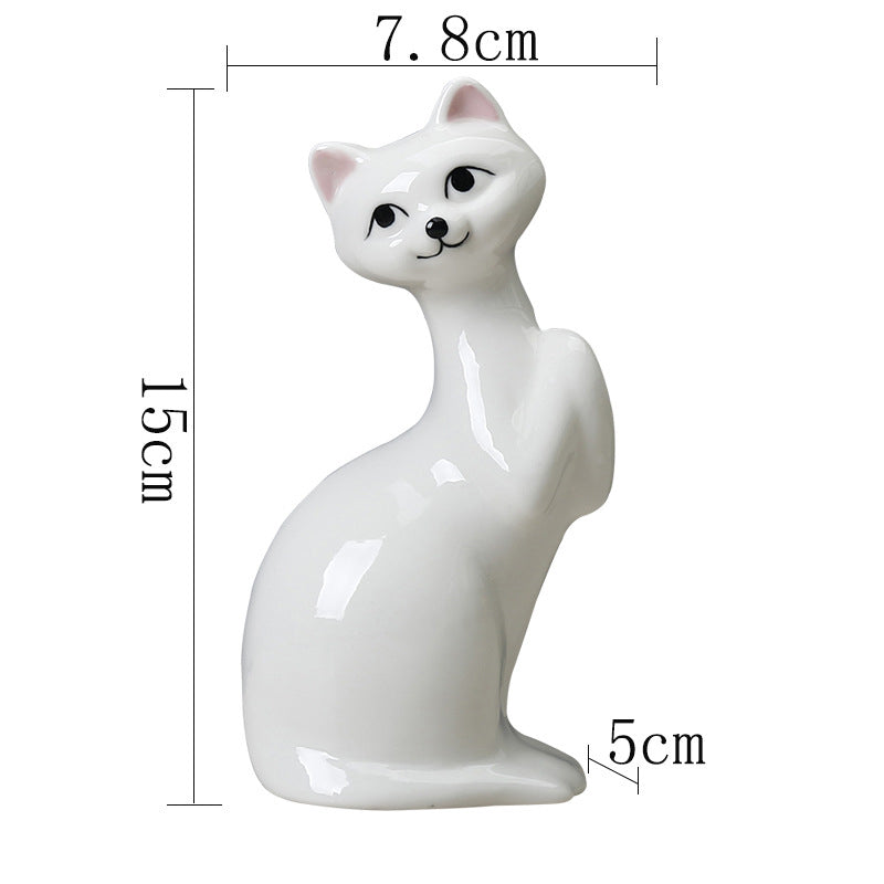 White Kitten Ceramic Vase Lovely Creative Flower Vase Home Decor