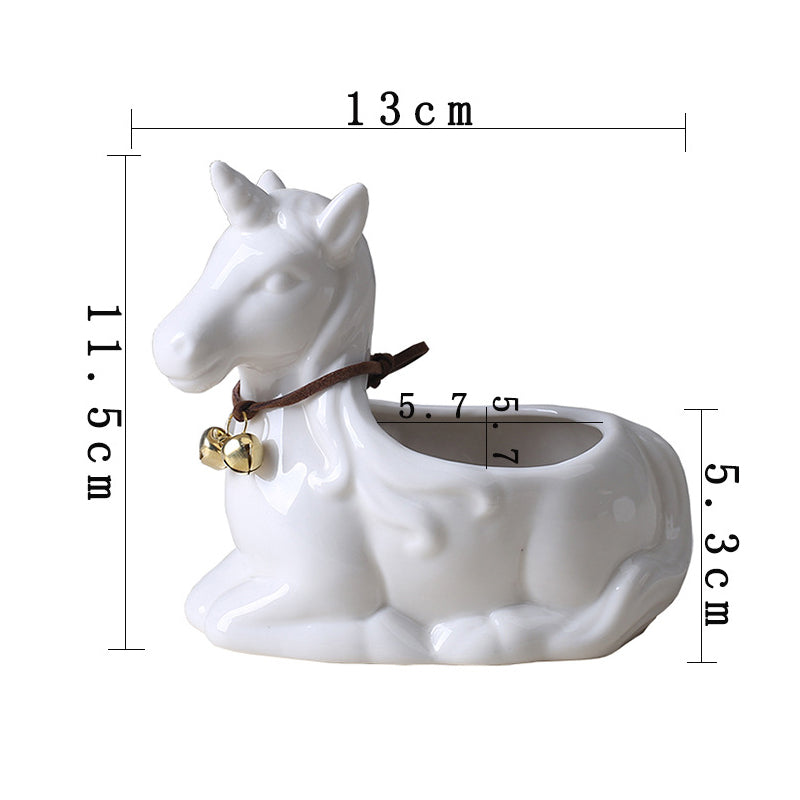 Lovely White Unicorn Plant Pot Mini Creative Planter Home Decor Gifts