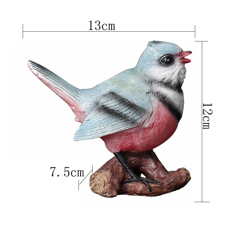 Pale Blue-gray Resin Bird Ornament Garden Courtyard Home Statue Micro Landscape Ornament