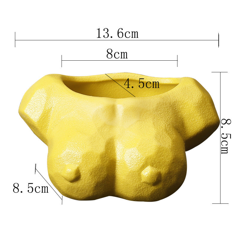 Yellow Body Artistic Plant Pots Modern Creative Planters Home Office Decor