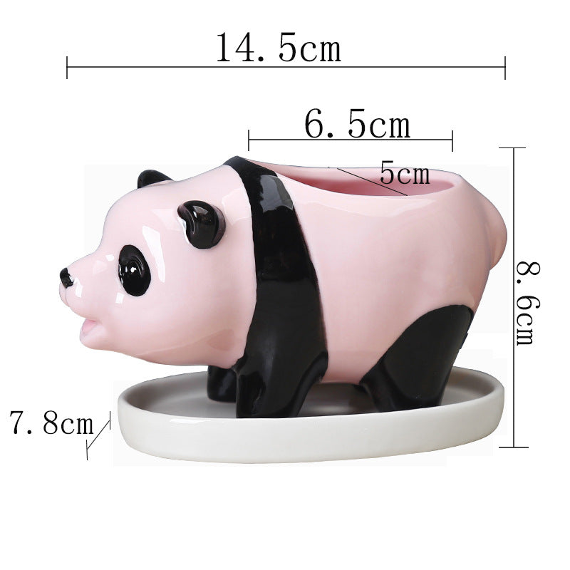 Lovely Pink Panda Plant Pot Creative Succulent Planter Home Decor Gifts