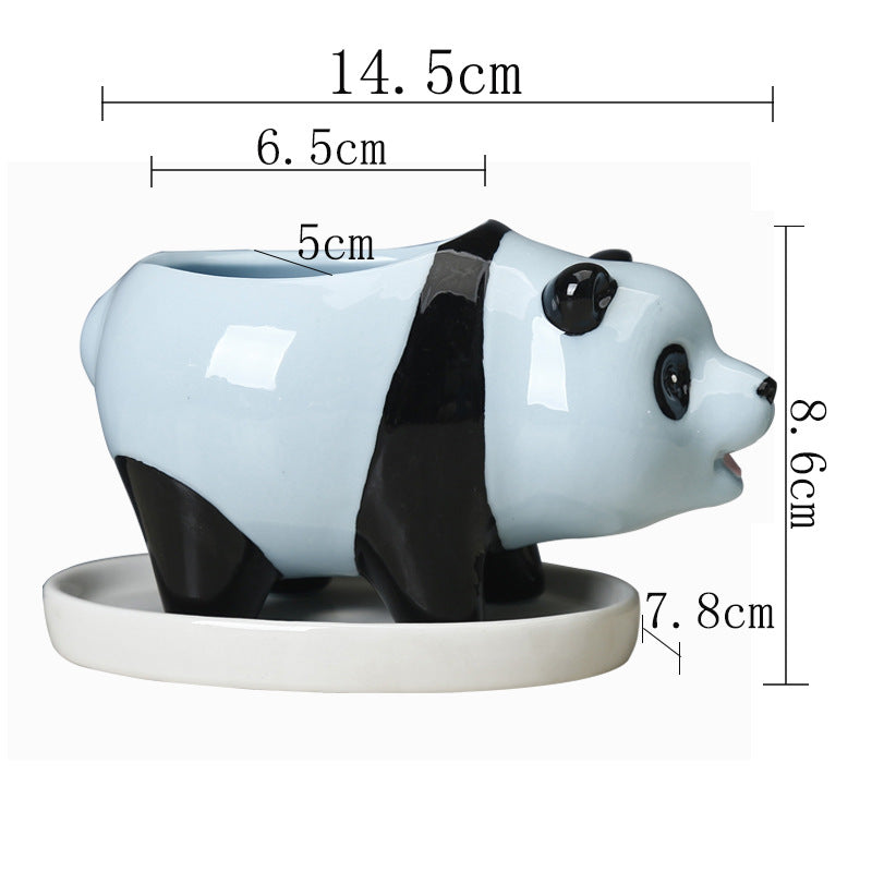 Lovely Blue Panda Plant Pot Creative Succulent Planter Home Decor Gifts