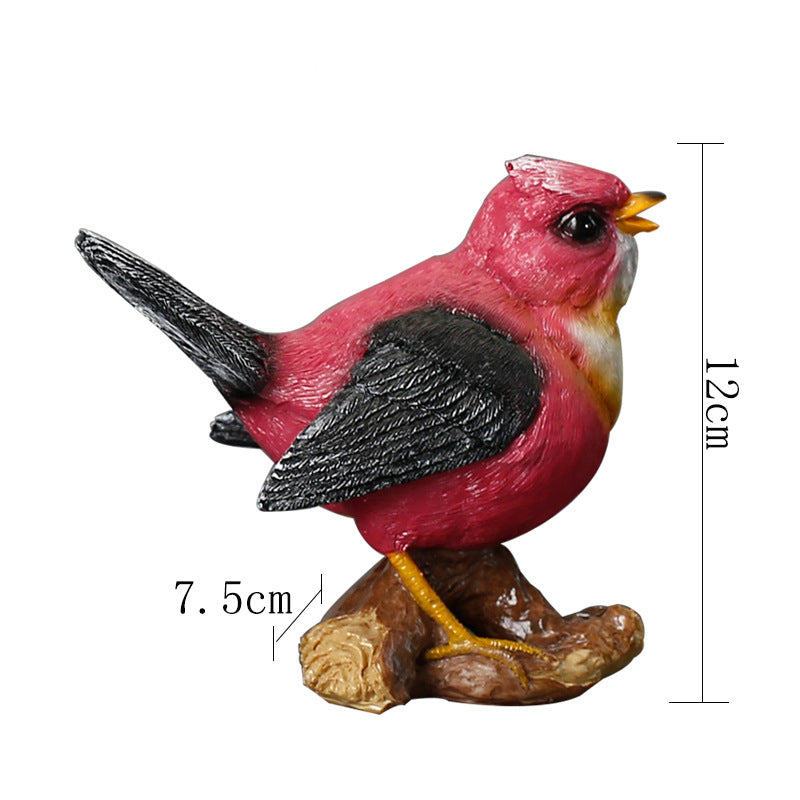 Pink Resin Bird Ornament Garden Courtyard Home Statue Micro Landscape Ornament