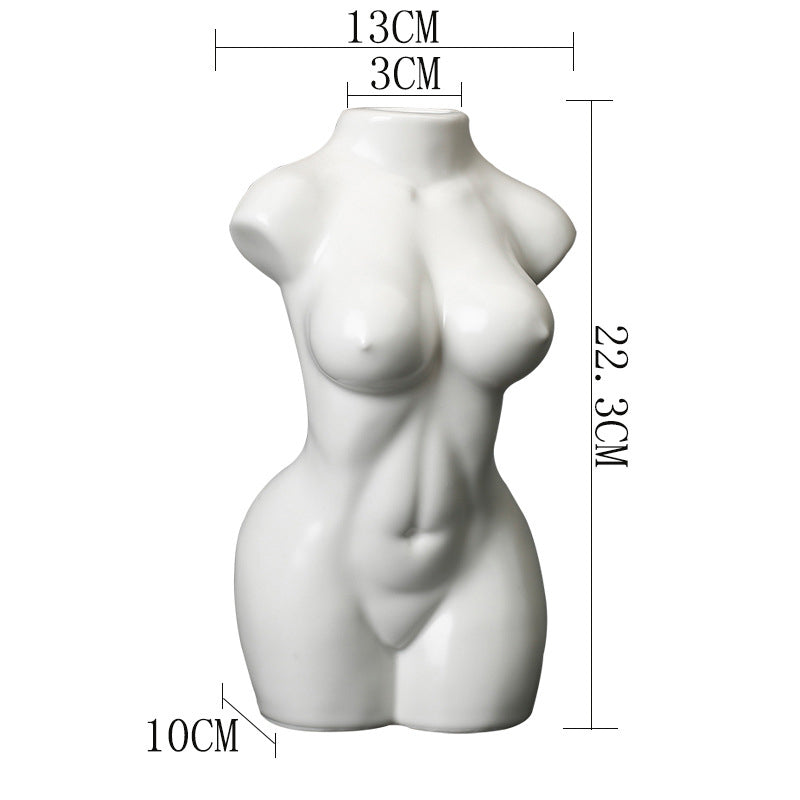 White Maiden Bust Artistic Vase Morden Body Ceramic Flower Vase