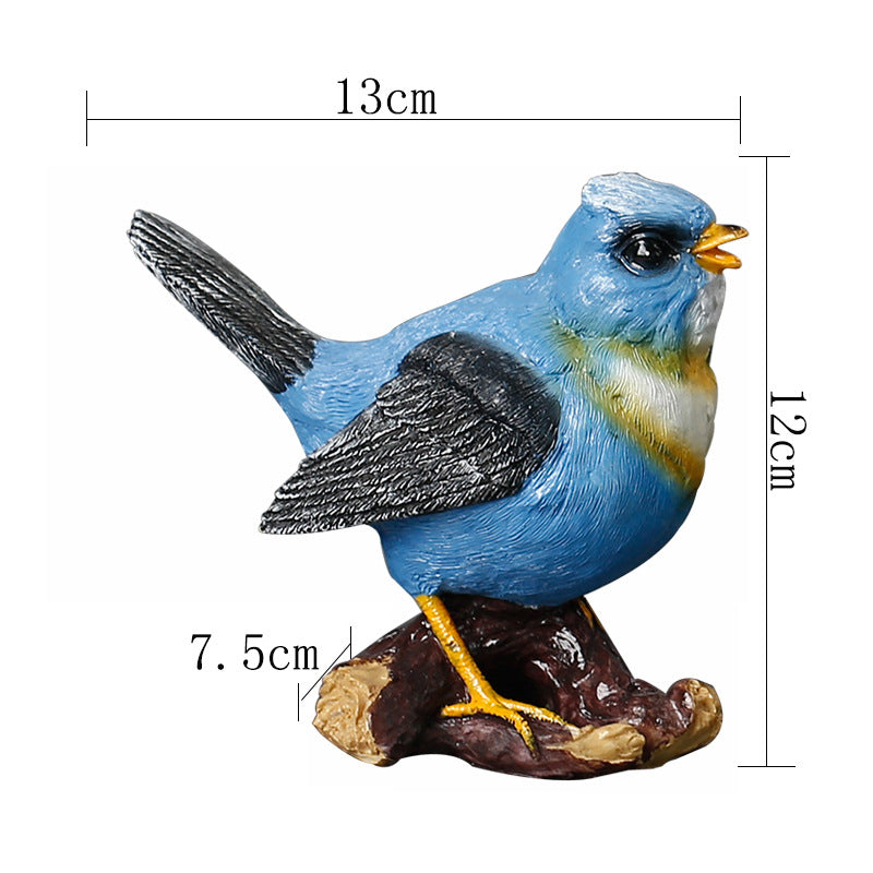 Blue Resin Bird Ornament Garden Courtyard Home Statue Micro Landscape Ornament